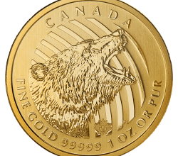 Zlatá investiční mince Roaring Grizzly Bear 1 Oz Call of the Wild 2016
