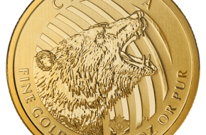 Zlatá investiční mince Roaring Grizzly Bear 1 Oz Call of the Wild 2016