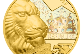Zlatá uncová investiční mince Český lev 2023 s hologramem proof